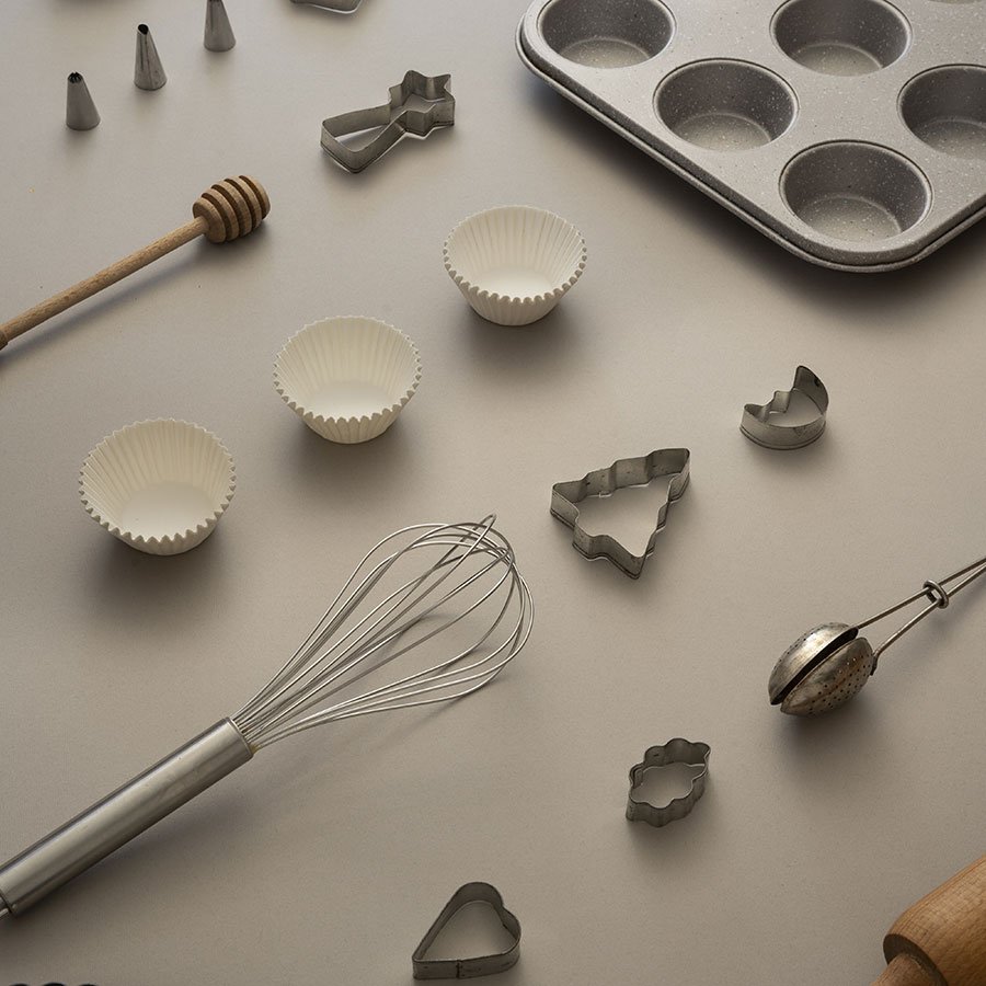 high angle kitchen supplies arrangement