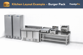 Aménagement de cuisine professionnelle pour burgers